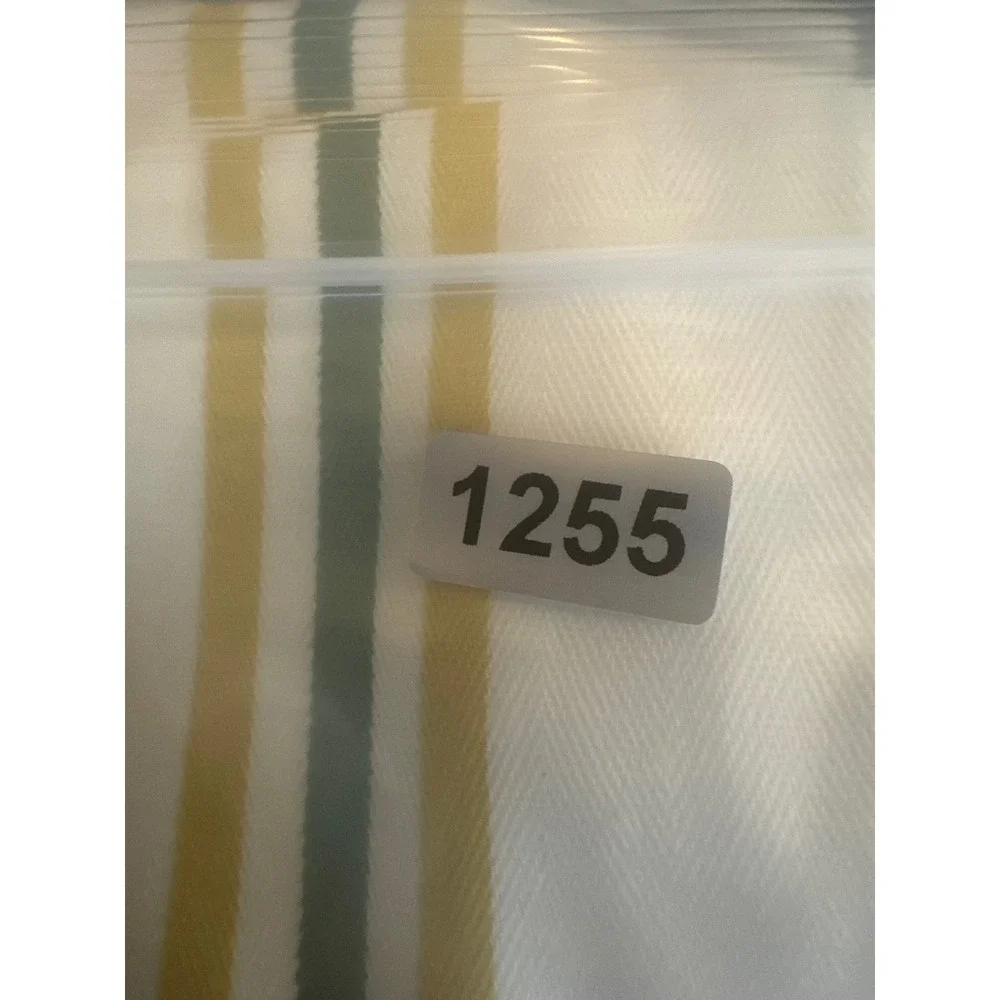 Vintage Set of 6 Floral Cloth Napkins White Yellow Green Striped Border 16x16